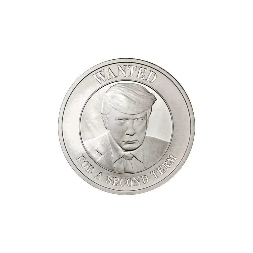 Donald Trump 1oz .999 Silver BU Round - Wanted For A Second Term