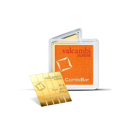 20x 1 gram Valcambi Gold CombiBar™ (New in Assay)